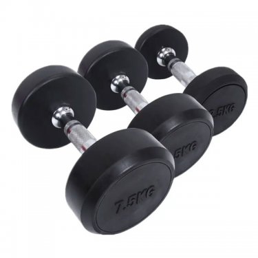 Fixed Black Round Rubber Dumbbell