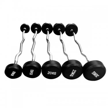Fixed Black Rubber Curl Barbell
